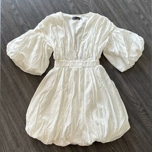 White Puff Sleeve Dress